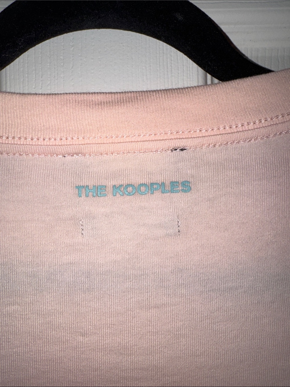 The Kooples Light Pink Cropped Tee with Blue Floral Skull Embroidery - Picture 6 of 6